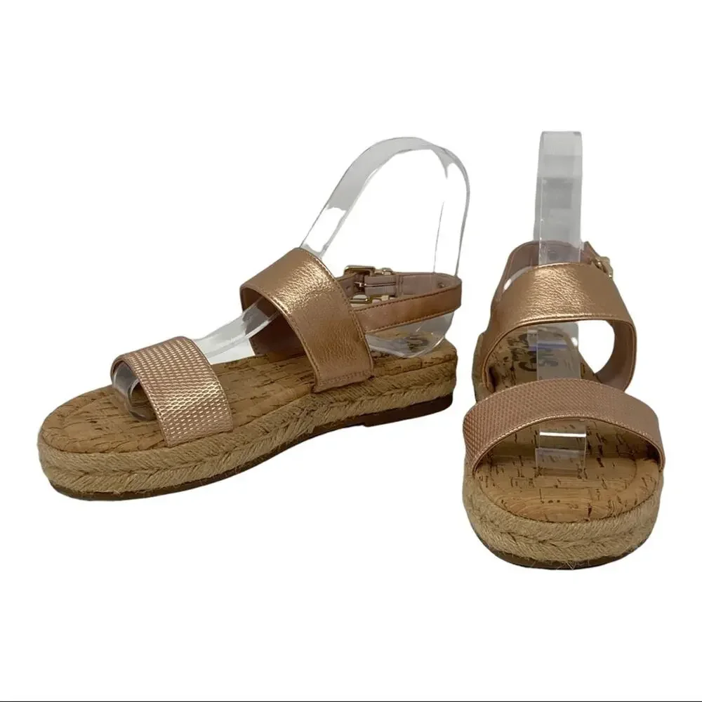 Circus By Sam Edelman Ani Espadrille Sandals Rose Gold Leather Size 6